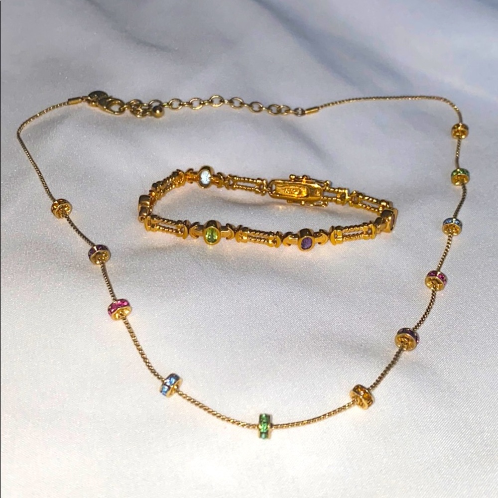 Lia Sophia gold necklace bracelet set